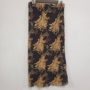 Vintage Haggar Womens Forrest Fairy Floral Maxi Skirt Size S Brown Festival